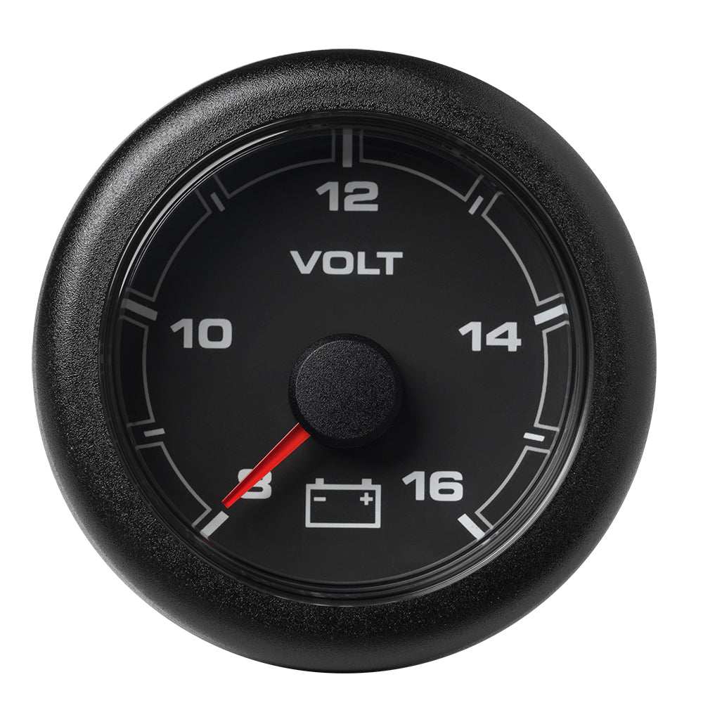 VDO 2-1/16 inch OceanLink battery voltmeter with black dial and bezel, 8-16V range