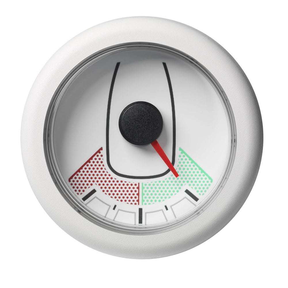VDO OceanLink rudder angle gauge with white bezel and indicator needle for marine steering systems