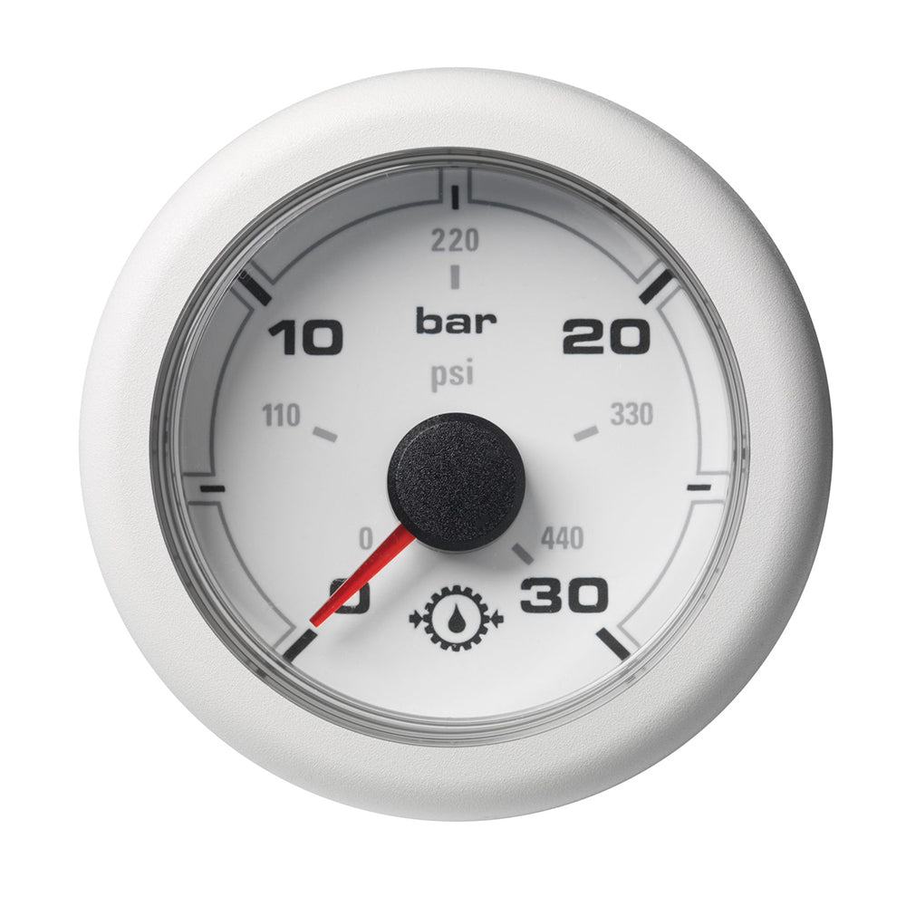 VDO 2-1/16" (52MM) OceanLink Transmission Oil Pressure 30 Bar / 440 PSI White Dial & Bezel - A2C1066050001