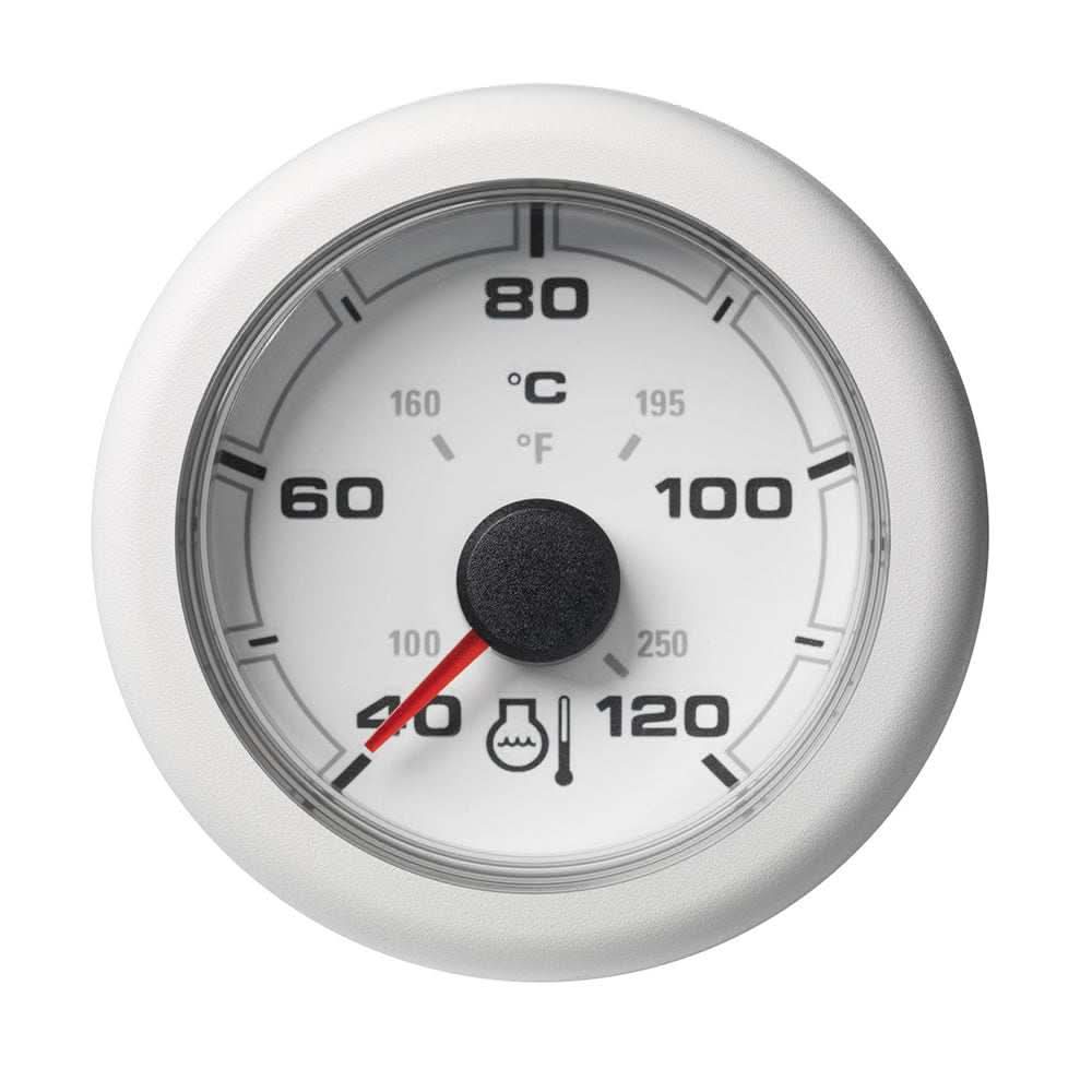 VDO OceanLink 2-1/16 inch 120°C water temperature gauge with white dial and bezel