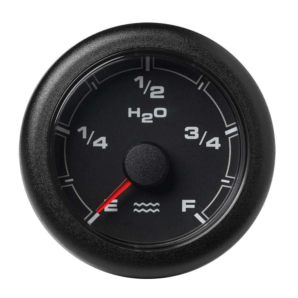 VDO 2-1/16 inch OceanLink fresh water gauge with black dial and bezel showing empty to full levels
