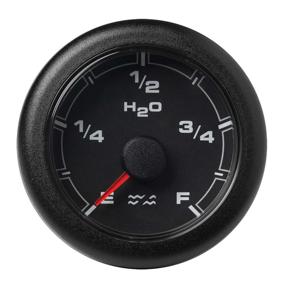 VDO 2-1/16 inch OceanLink waste water gauge with black dial and bezel showing empty to full levels