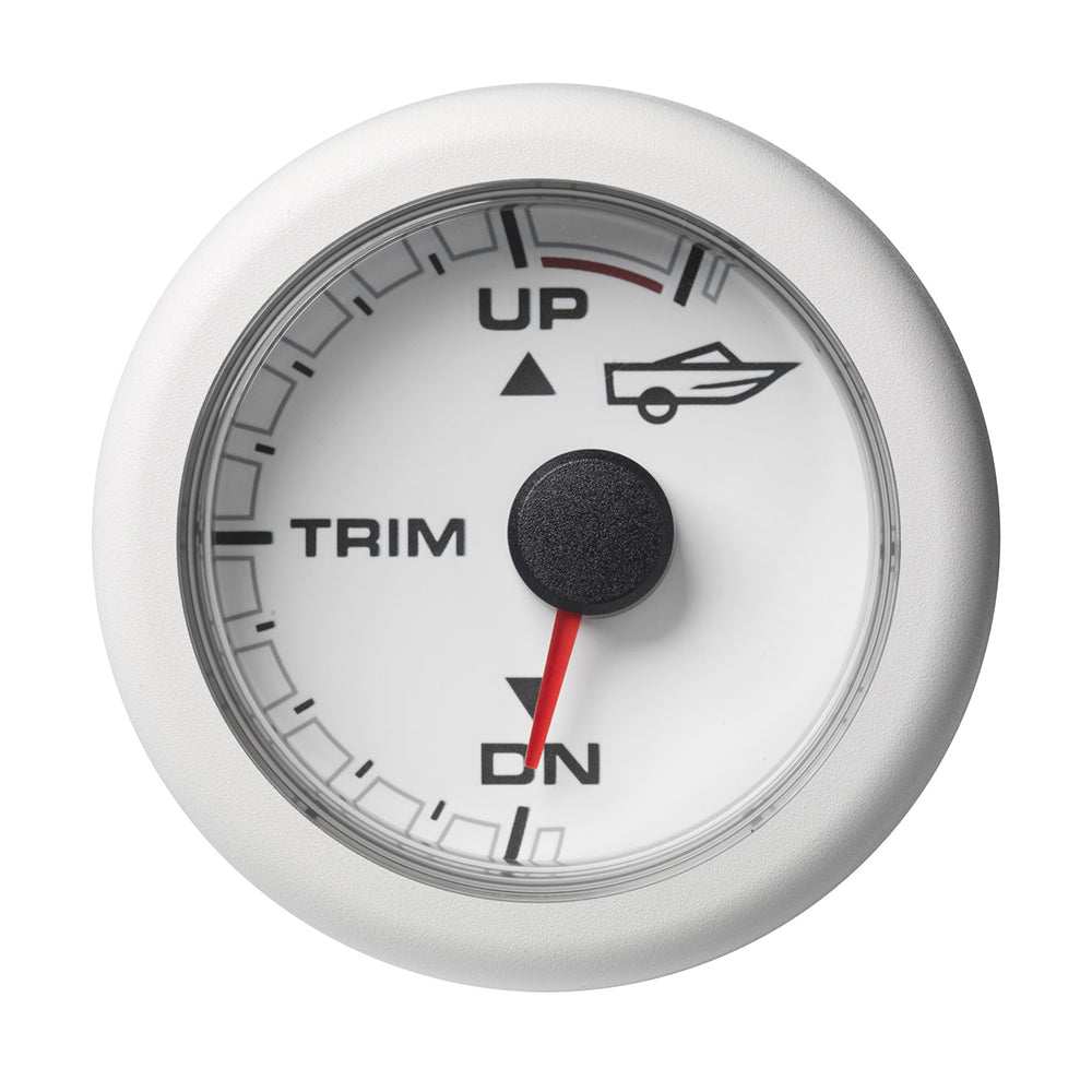 VDO OceanLink 2-1/16 inch engine trim gauge with white dial and bezel for up/down control