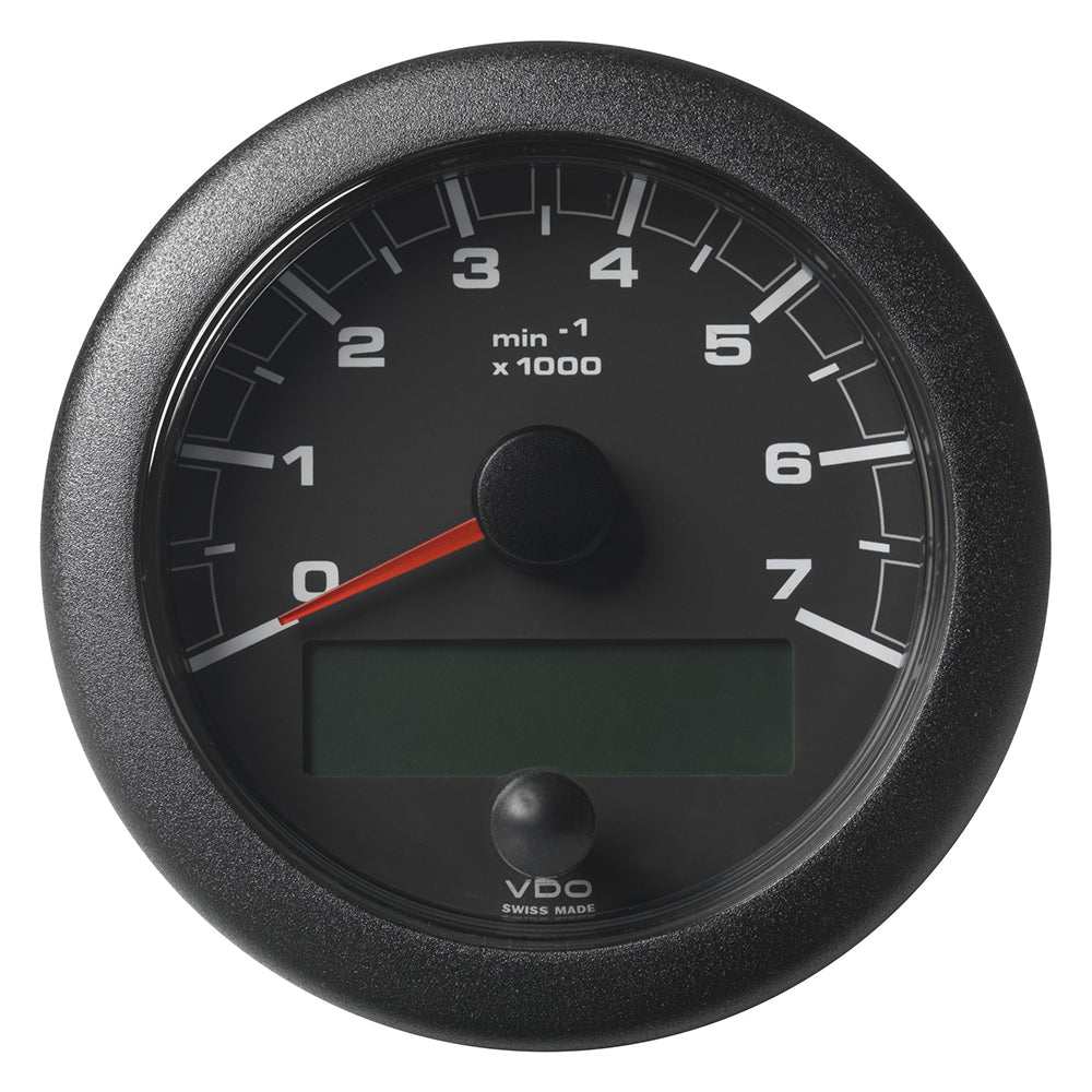 Veratron 3-3/8 inch OceanLink NMEA 2000 tachometer with black dial and bezel, 7000 RPM capacity