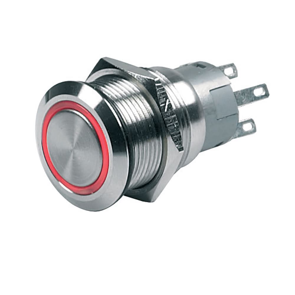 BEP Push-Button Switch 12V Momentary On/Off - Red LED - 80-511-0002-00