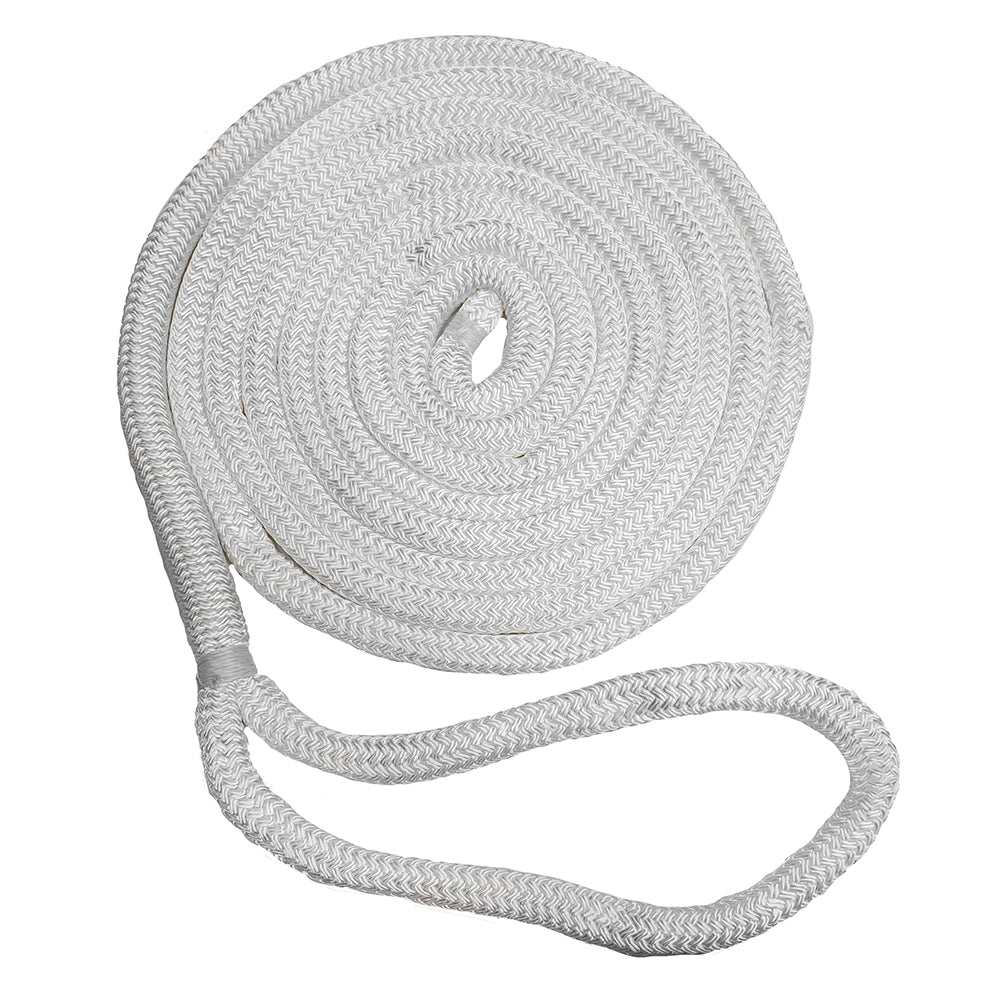 New England Ropes 5/8 inch x 25 ft white nylon double braid dock line