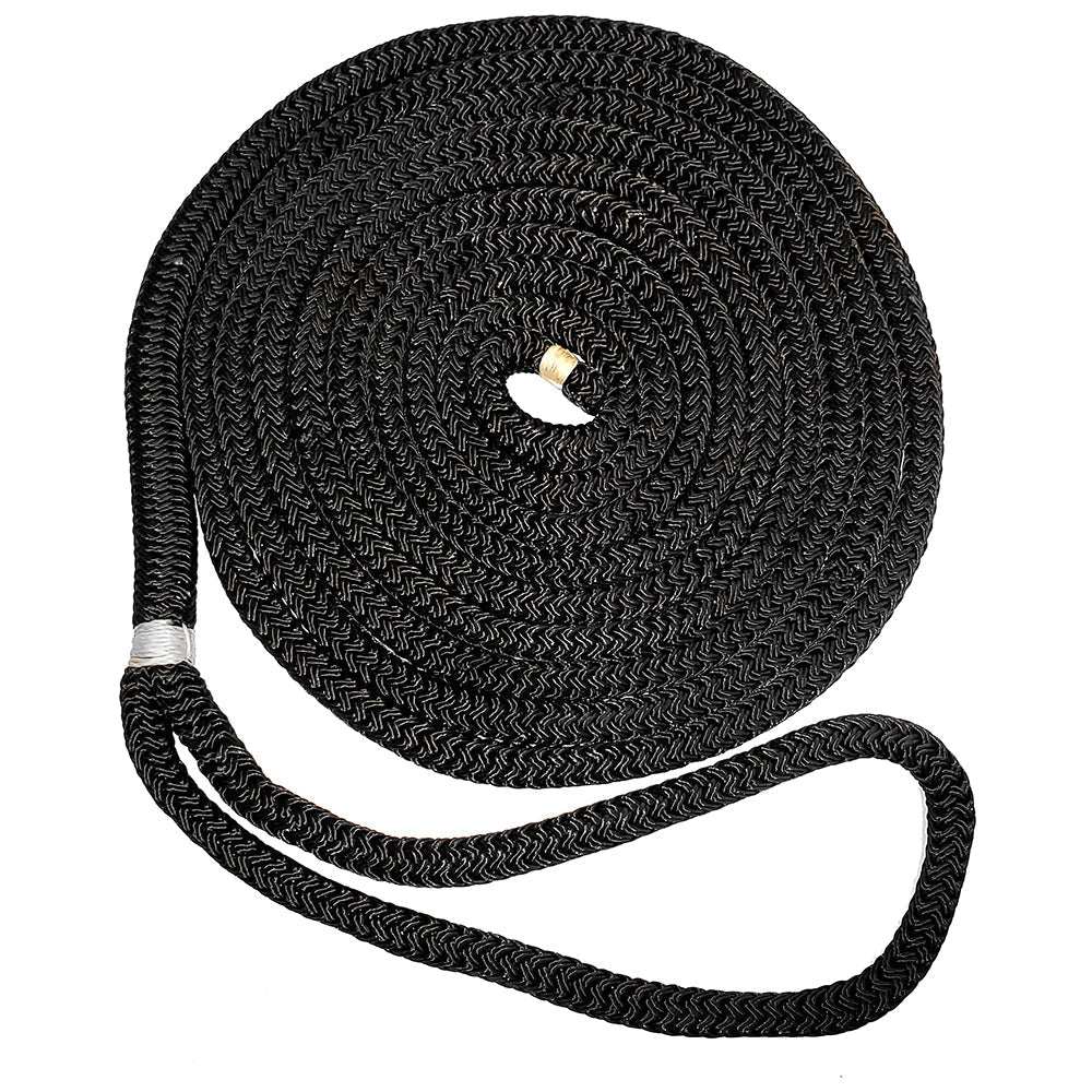 New England Ropes 3/4 inch by 50 feet black nylon double braid dock line coiled rope
