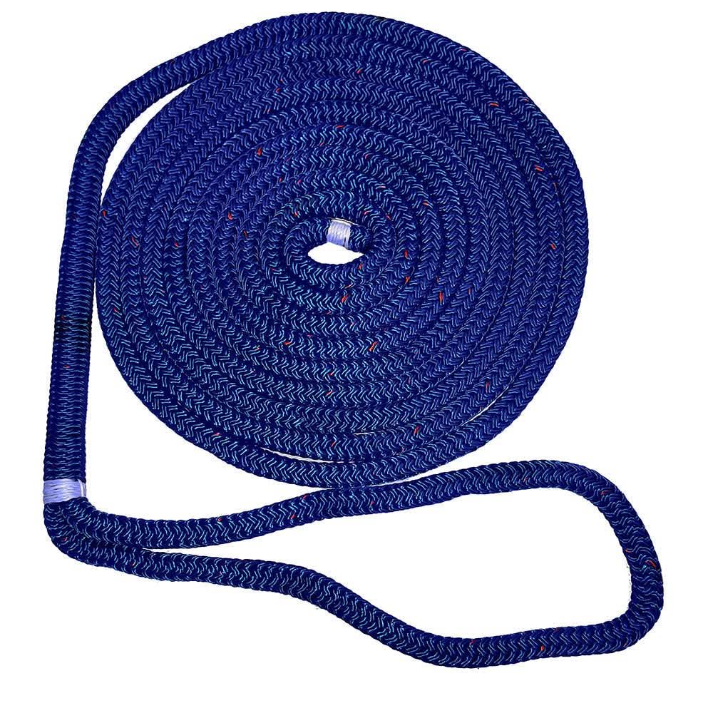 New England Ropes 5/8 inch by 15 foot blue nylon double braid dock line with tracer