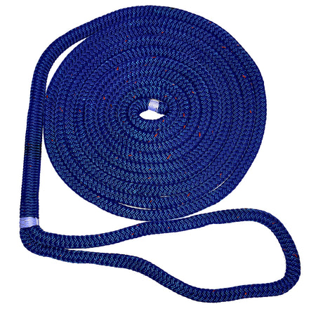New England Ropes 5/8" X 35' Nylon Double Braid Dock Line - Blue with Tracer - C5053-20-00035