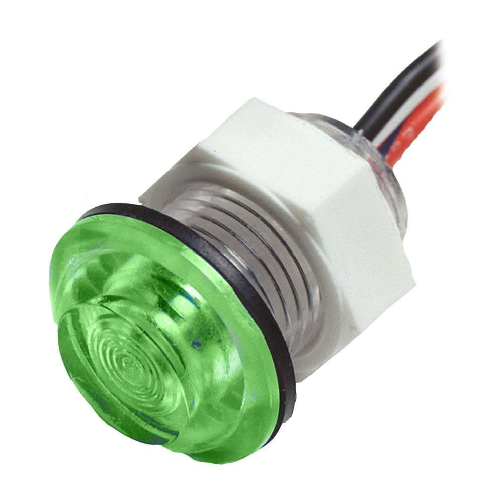 Innovative Lighting LED green bulkhead livewell flush mount light with wires and white base