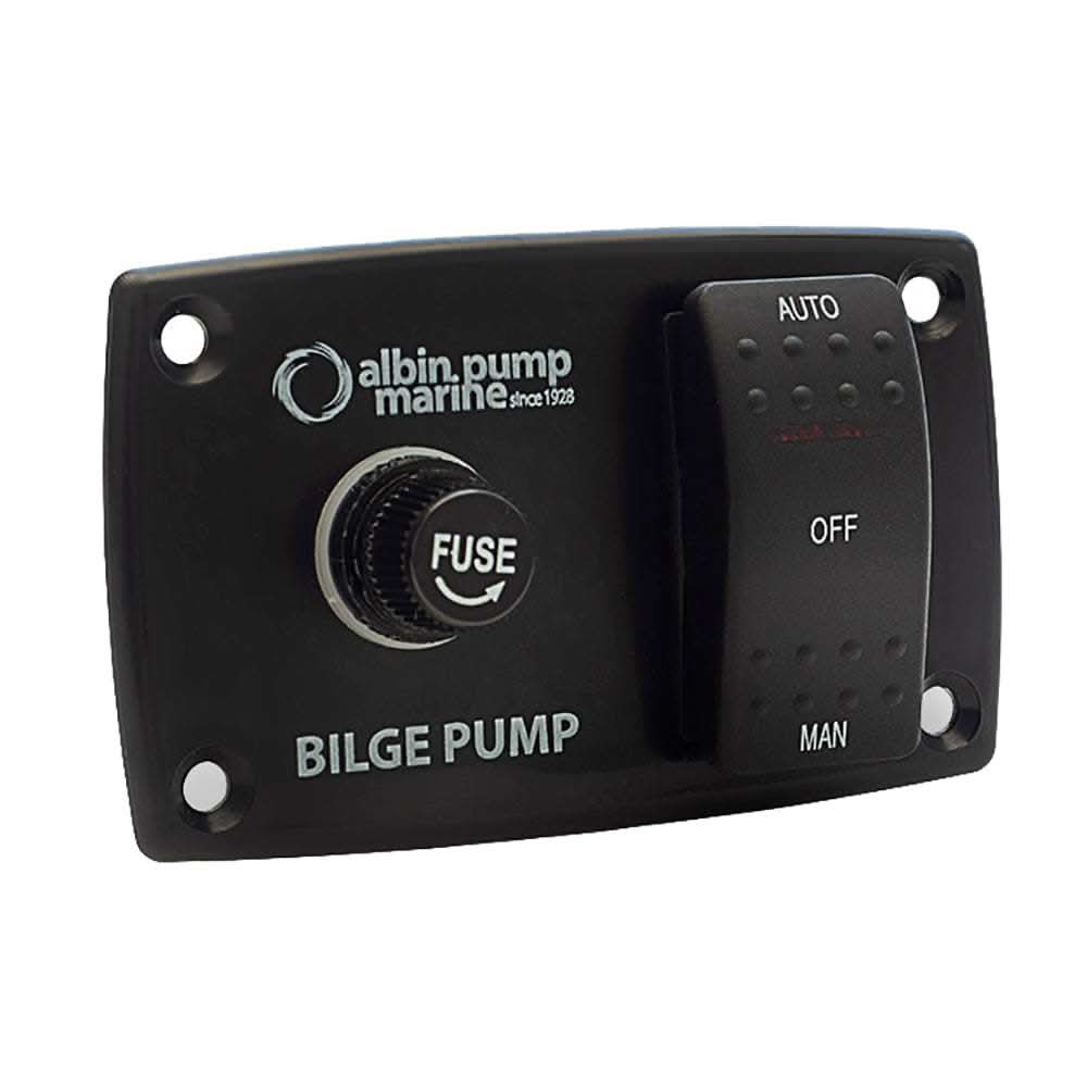 Albin Pump 3-way bilge panel with fuse holder and auto, off, manual switch for 12/24V systems