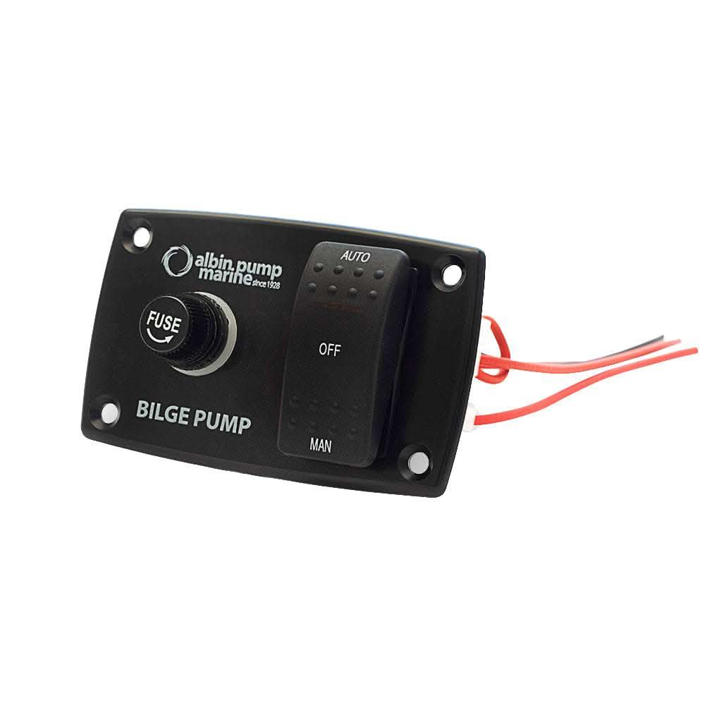 Albin Pump 3-way bilge panel switch with fuse holder and auto/manual/off controls 12/24V