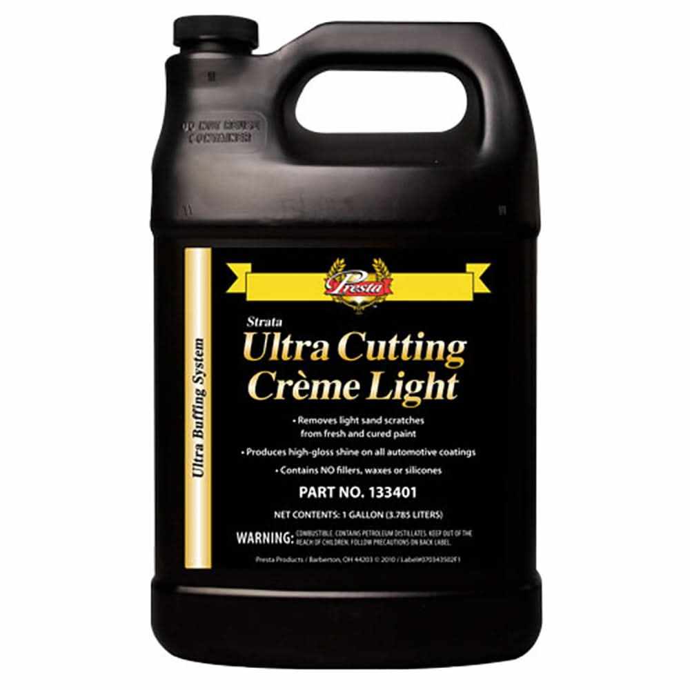 Presta Ultra Cutting Creme Light gallon container for removing light scratches and swirls