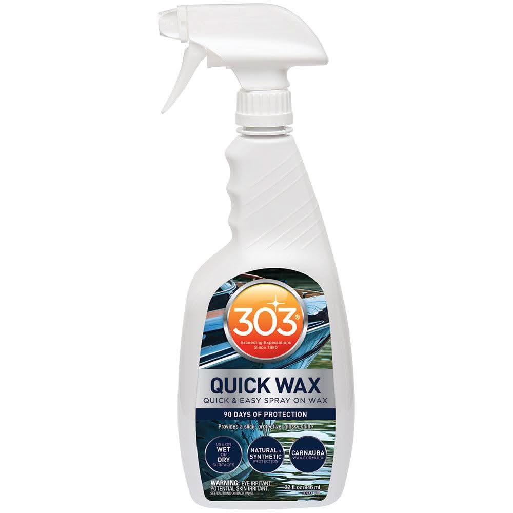 303 Marine Quick Wax 32oz spray bottle for fast boat cleaning and UV protection