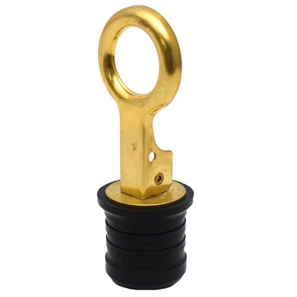 Sea-Dog Brass Snap Handle Drain Plug 1-1/4 inch with black nitrile rubber seal