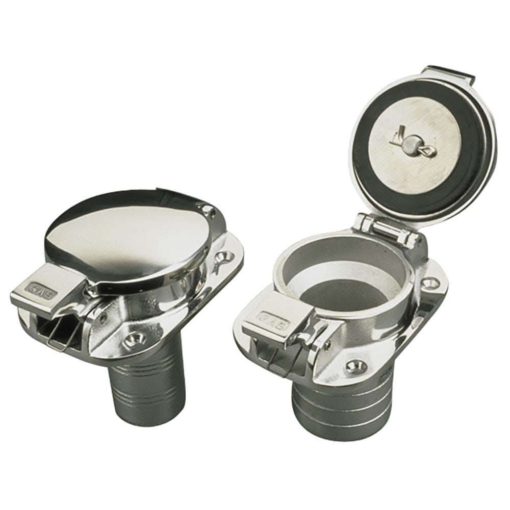 Sea-Dog stainless steel flip top deck fill for gas with 1-1/2 inch hose connection