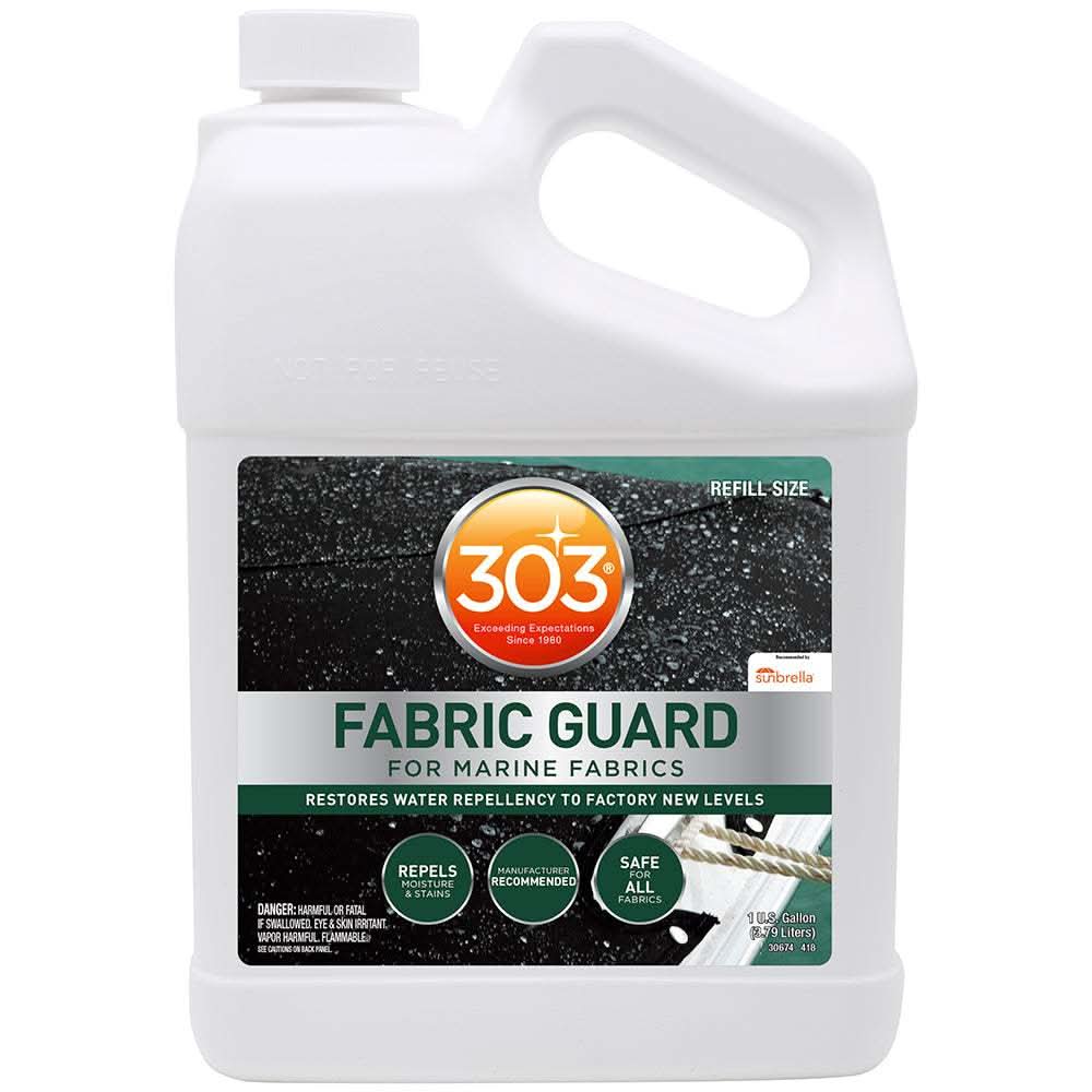 303 Marine Fabric Guard 1 gallon container for restoring water repellency and protecting marine fabrics against stains and water damage