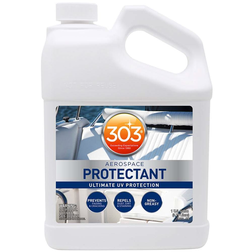 303 Marine Aerospace Protectant 1 gallon container for UV protection and stain repelling on boats and outdoor gear