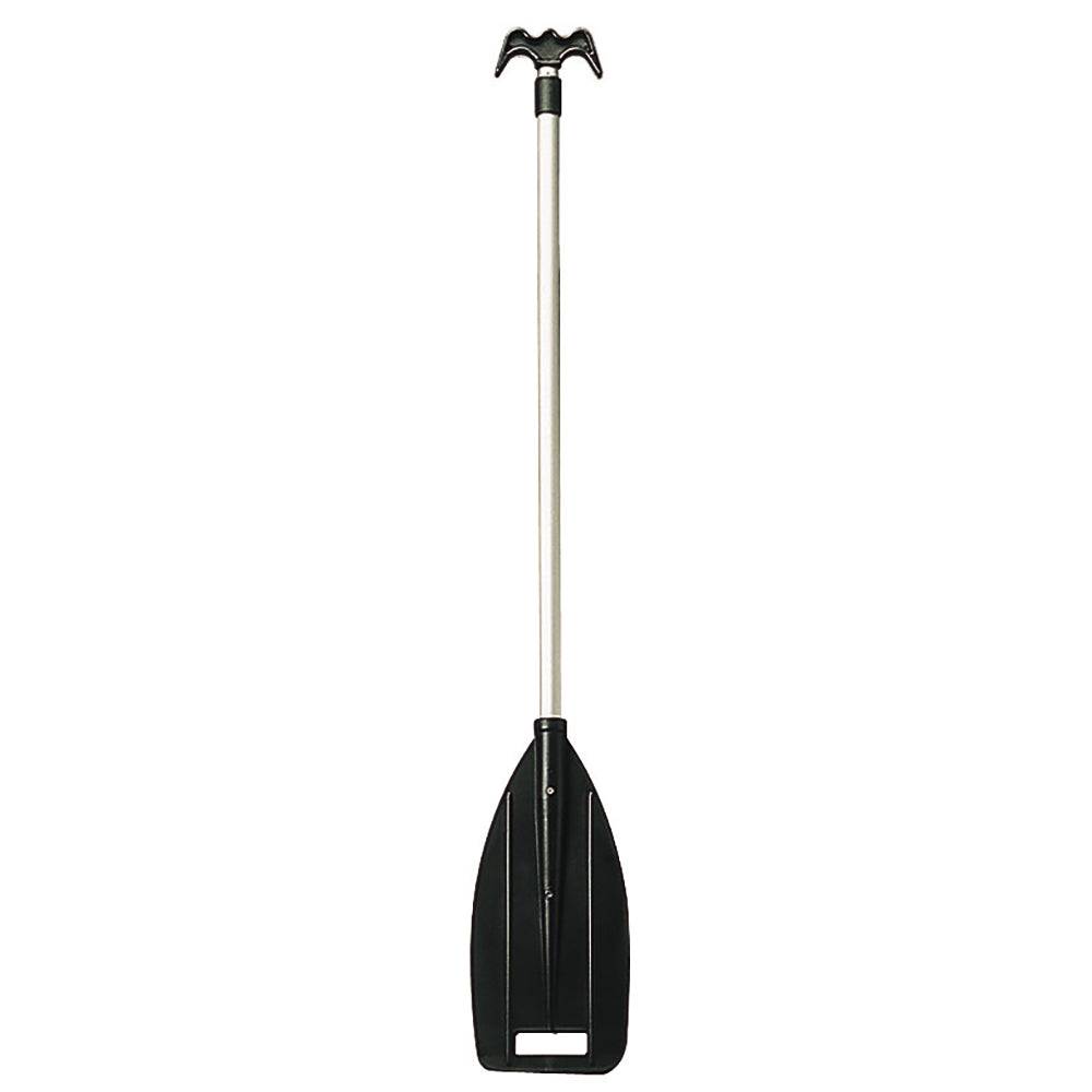 Sea-Dog telescopic paddle with double boat hook handle and grab blade, extendable to six feet.