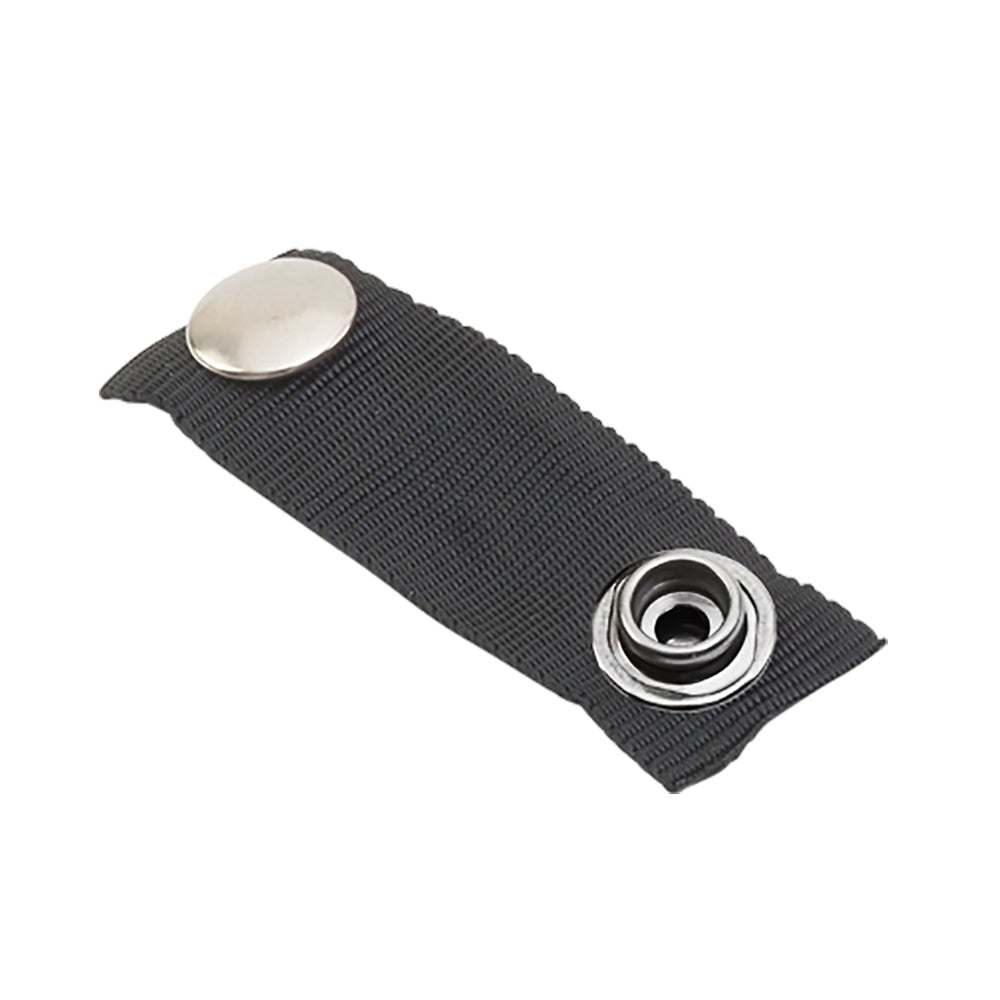Black Add-A-Snap 1.5 inch for boat covers with nickel plated brass snap and nylon strap