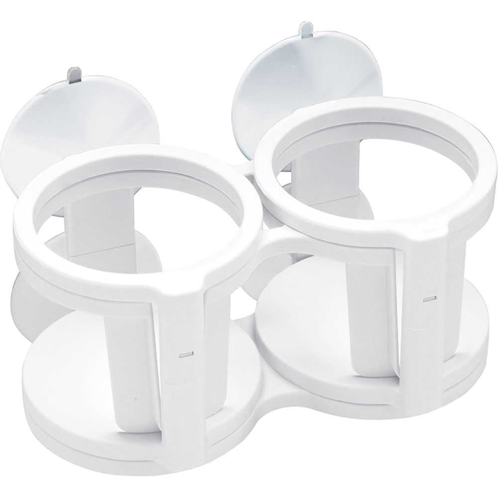 Sea-Dog Dual/Quad Drink Holder with suction cups expandable from two to four holders, white durable nylon material