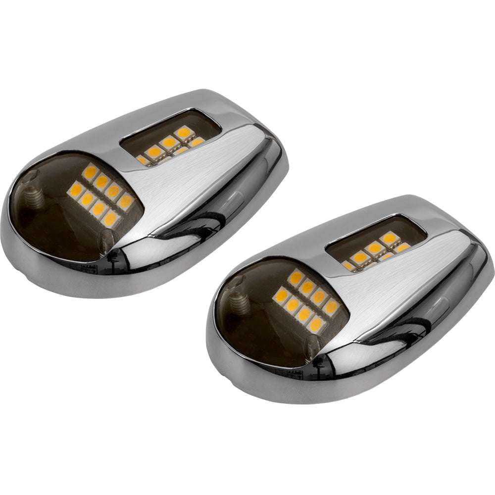 Pair of Sea-Dog Stainless Steel LED Docking Lights with 32 bright LEDs and corrosion-resistant 304 stainless steel housing