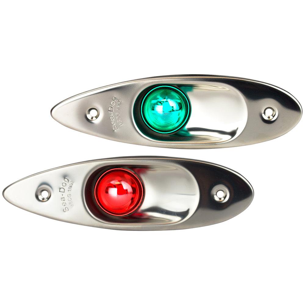 Sea-Dog Stainless Steel flush mount LED side navigation lights with green and red lenses