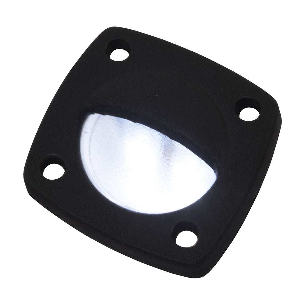 Sea-Dog LED Utility Light with white LED and black faceplate, square design with four mounting holes.