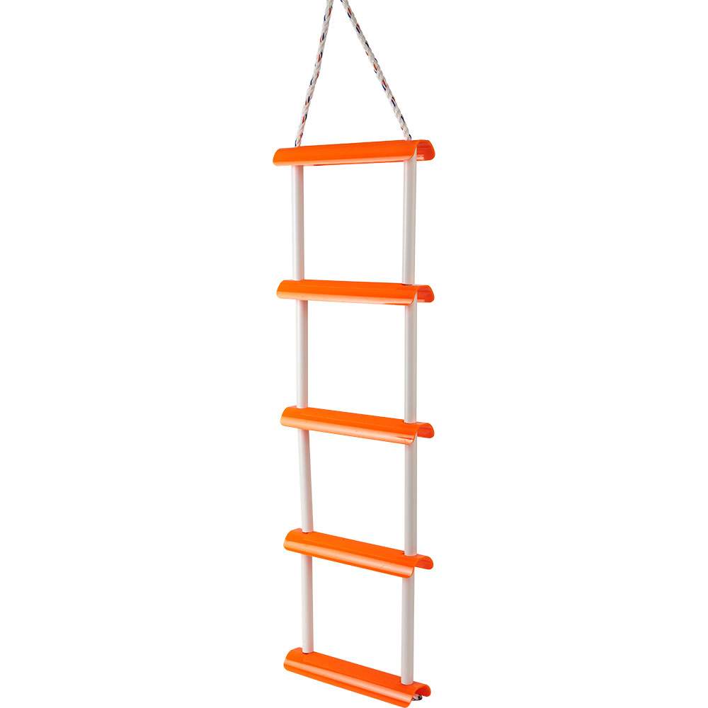 Sea-Dog Folding Ladder 5-step portable emergency boarding ladder with high-visibility orange steps and nylon rope support