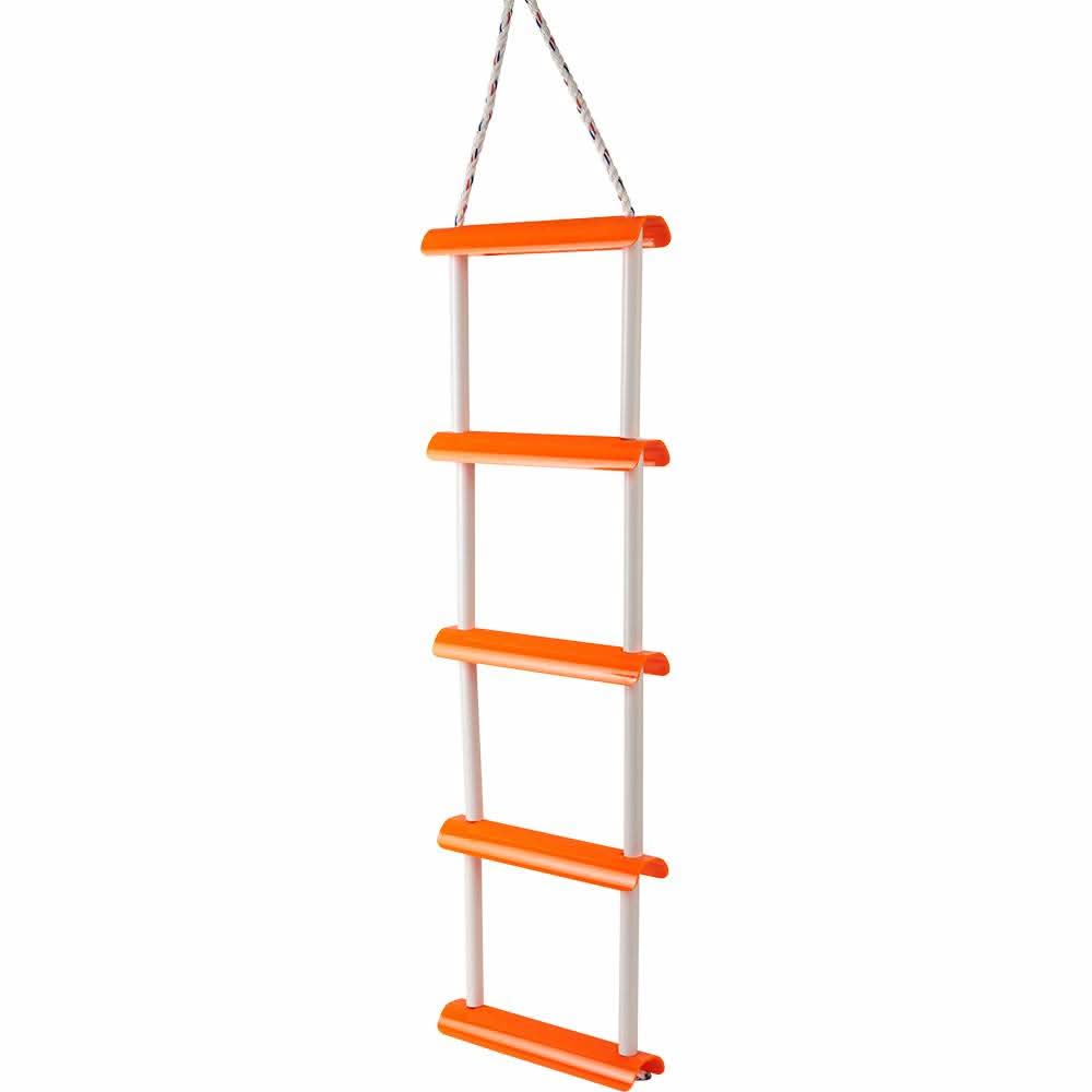 Sea-Dog Folding Ladder 5-step portable emergency boarding ladder with high-visibility orange steps and nylon rope support