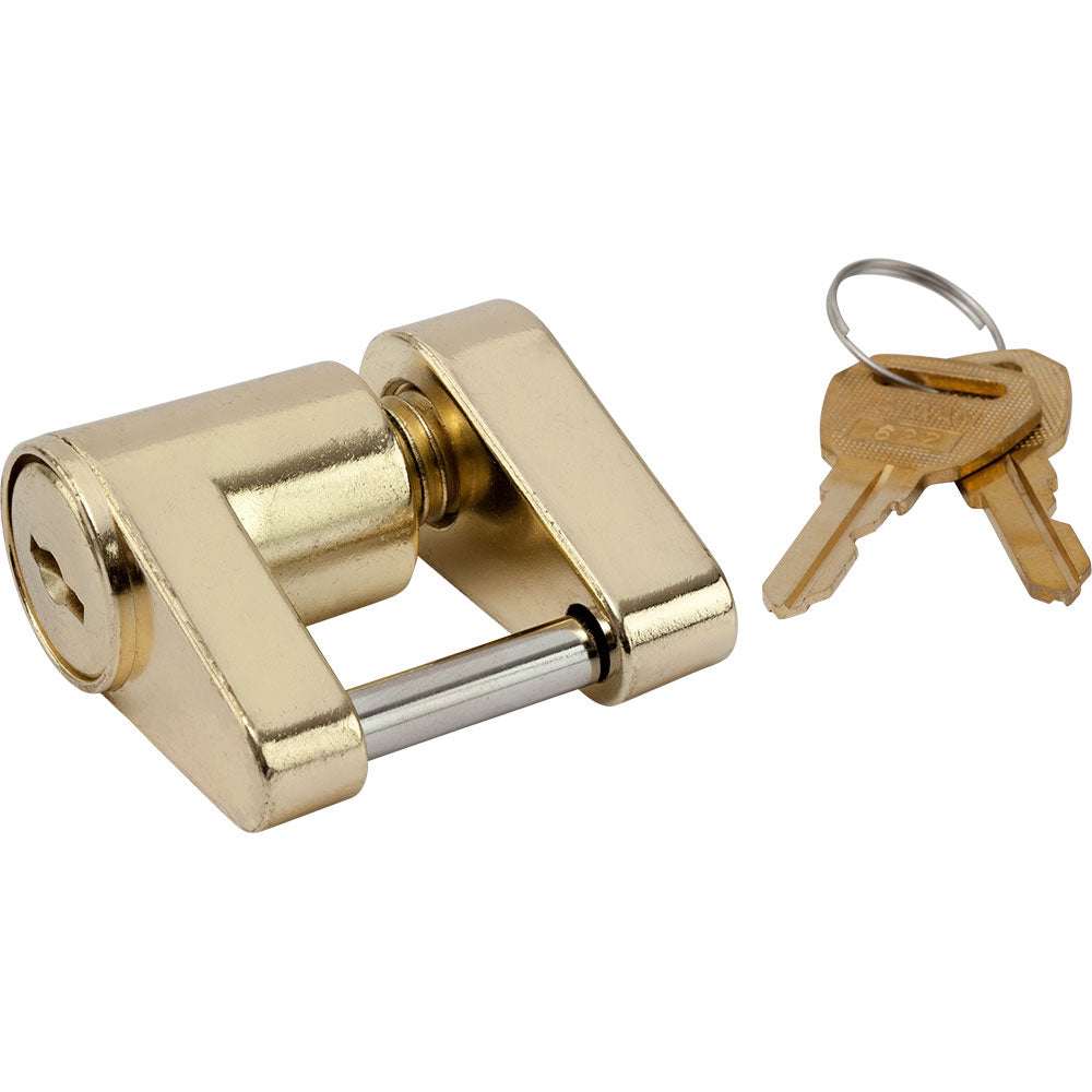 Sea-Dog brass plated coupler lock with two keys and corrosion-resistant zinc construction
