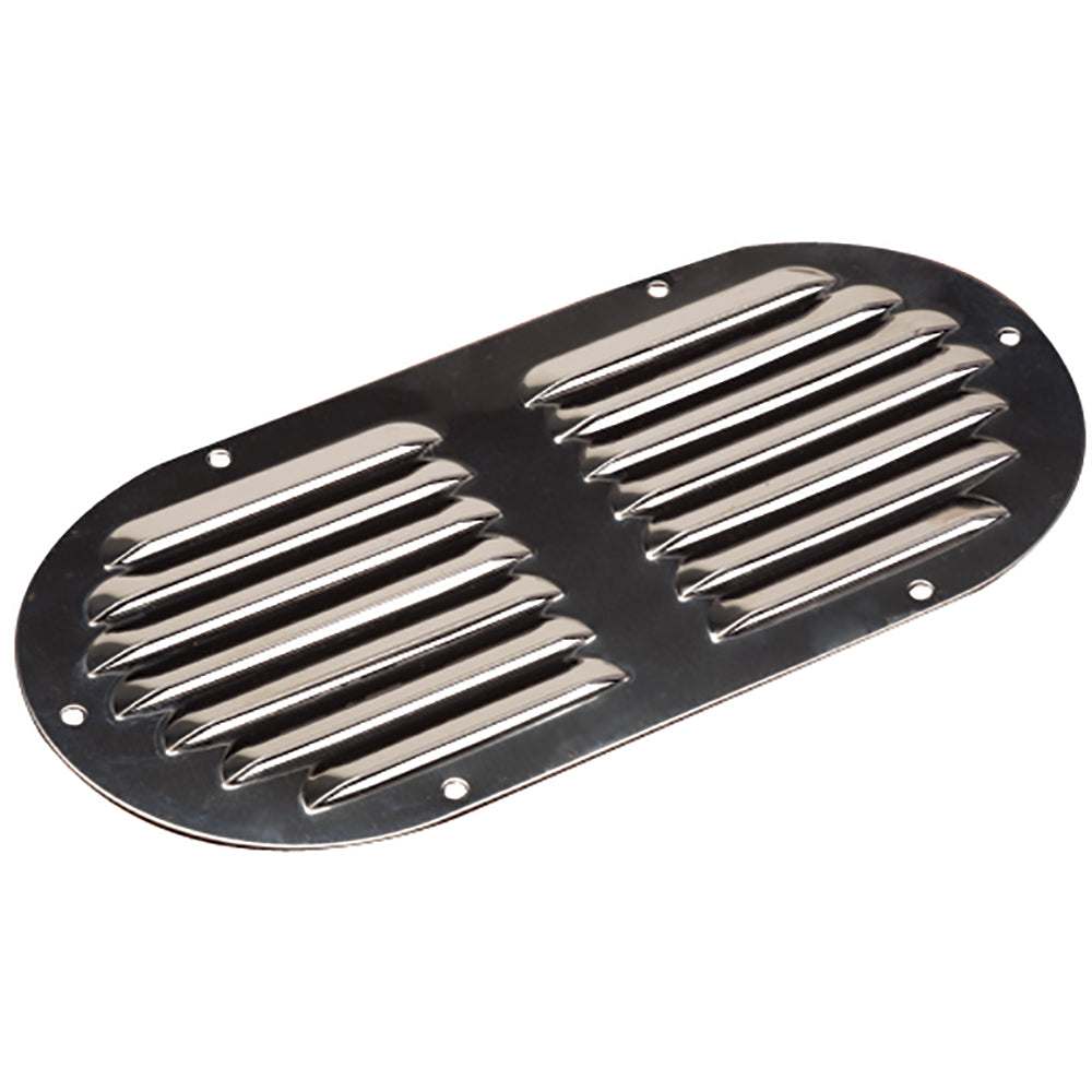Oval stainless steel louvered vent for air circulation and corrosion resistance, 9-1/8" x 4-5/8"