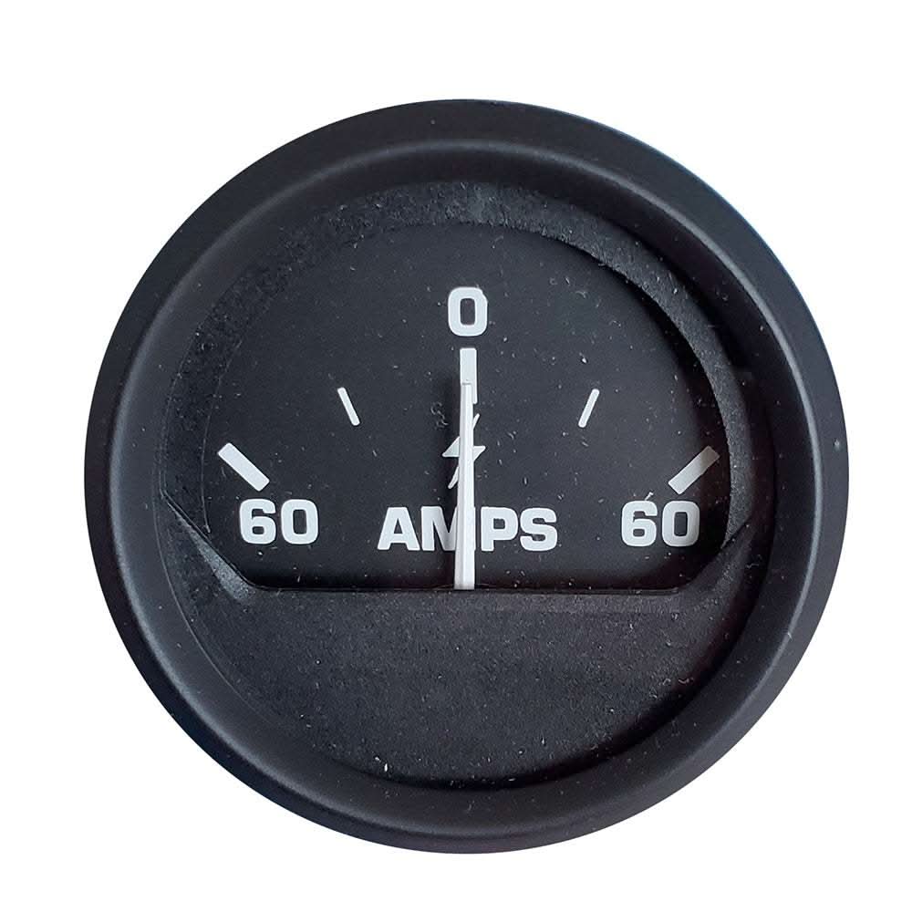 Faria Ammeter Gauge 60-0-60 Amps black 2-inch dial for marine battery current measurement