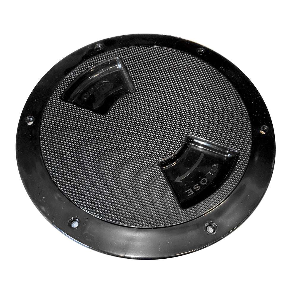 Sea-Dog Textured Quarter Turn Deck Plate black 8 inch UV stabilized ABS marine access hatch