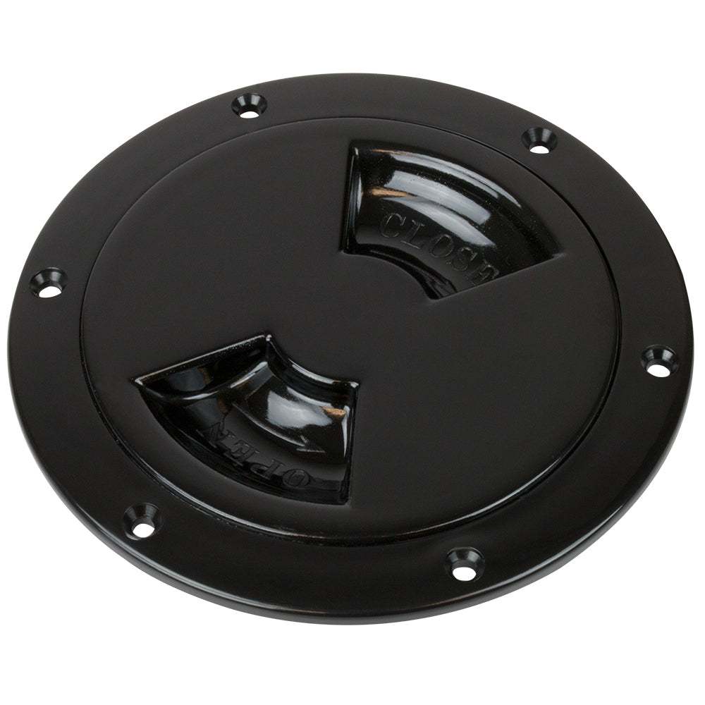 Sea-Dog Quarter-Turn Deck Plate black 4-inch smooth ABS with internal collar and locking system