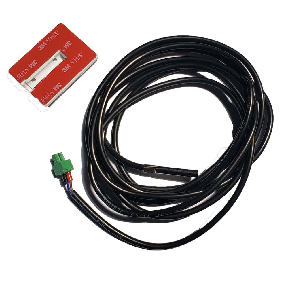 Xantrex Remote Battery Temperature Sensor with black cable and green connector for precise battery charge adjustment
