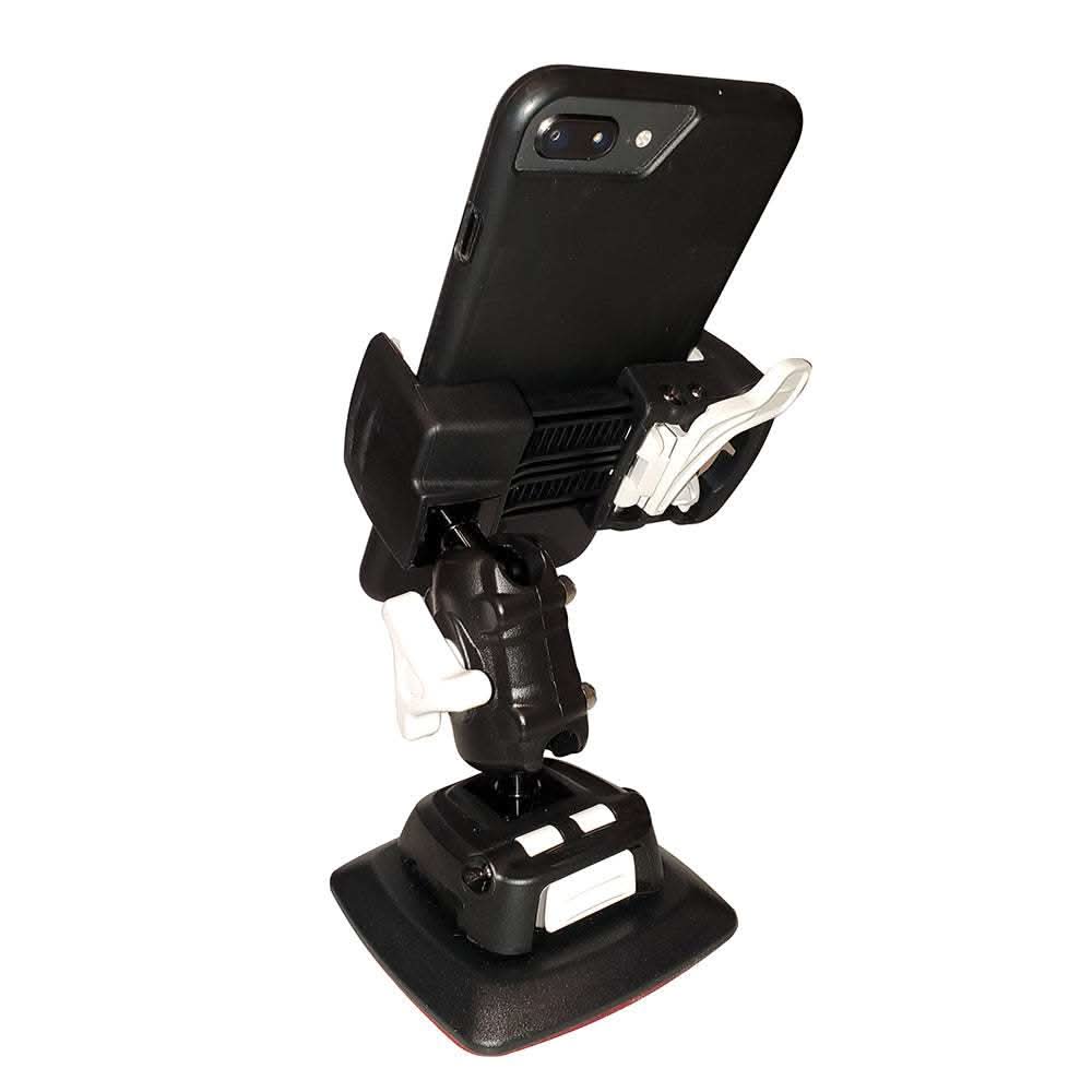 Scanstrut ROKK Mini Mount kit with self-adhesive base holding a phone securely