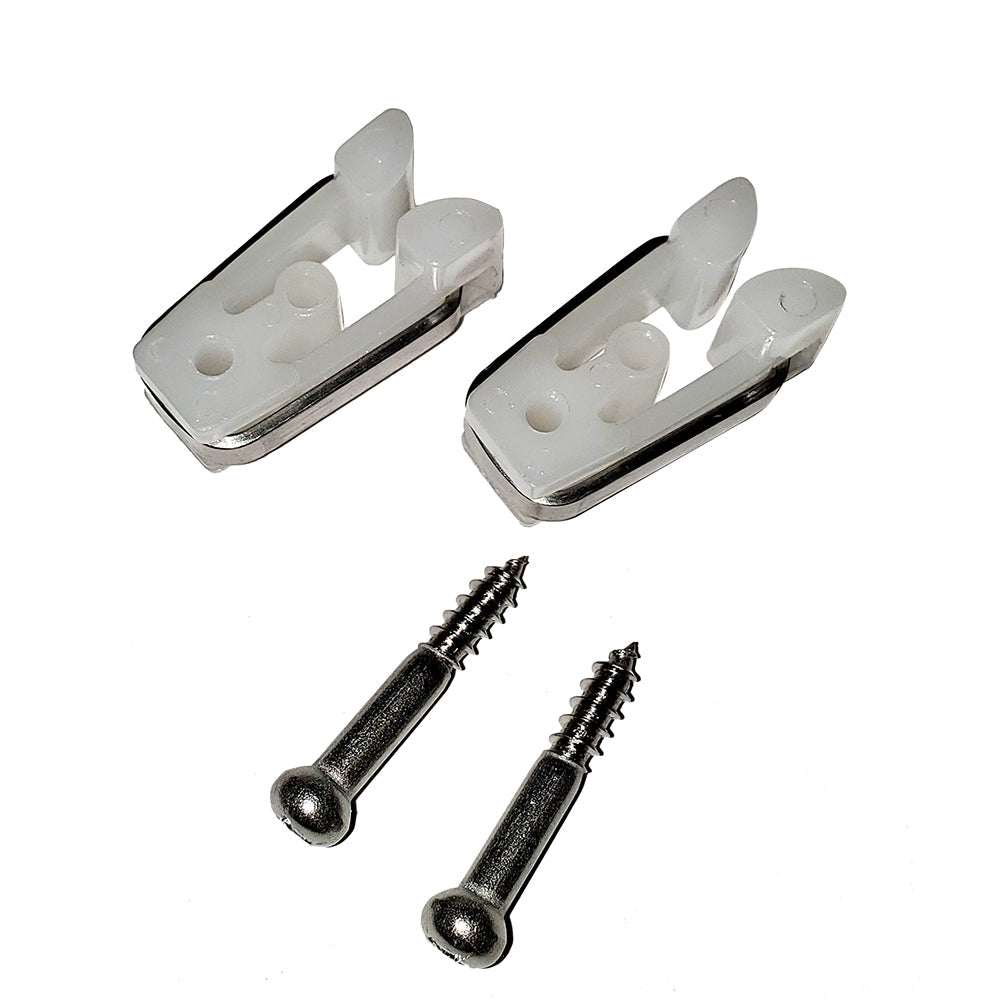 Sea-Dog Flexible Door Catch with stainless steel spring clip and adjustable door strike, UV resistant nylon, includes two screws.