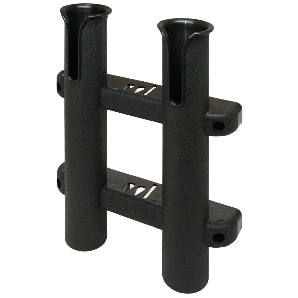 Sea-Dog Two Pole Side Mount Rod Storage Rack black UV stabilized polypropylene with built-in knife and lure holder