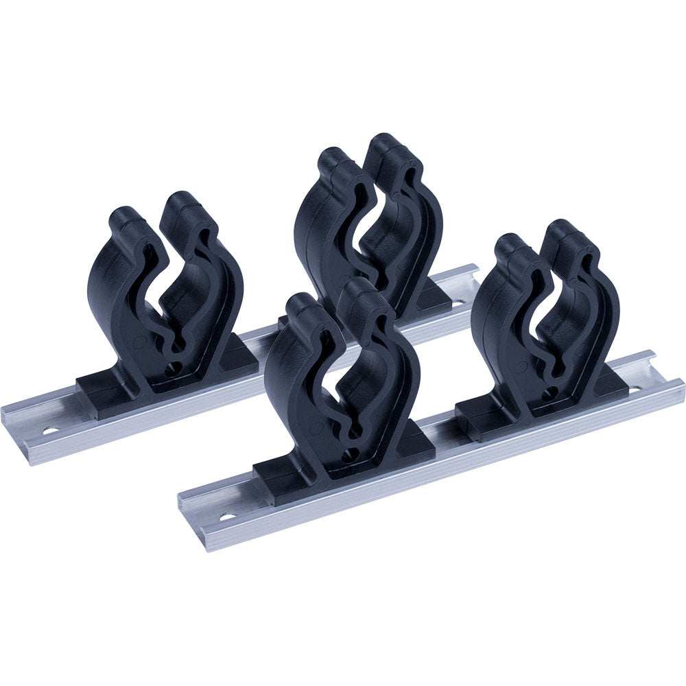 Sea-Dog Track Rod Holder with 7-inch aluminum tracks and 4 black PVC rod clips