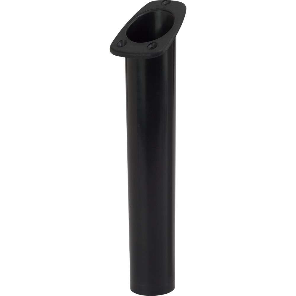 Sea-Dog Narrow Gunnel Flush Mount Rod Holder in black, injection molded ABS, 30° angle for narrow gunnel, fits rods up to 1-5/8”