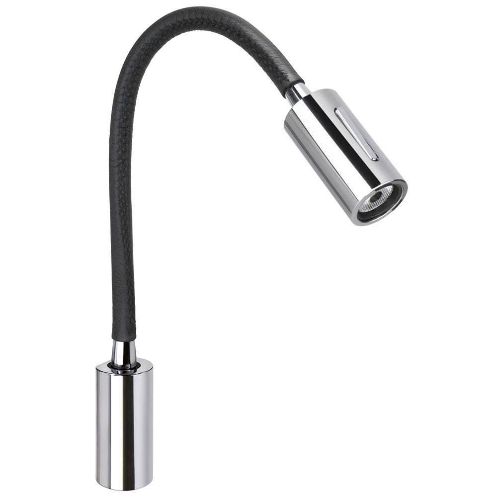 Quick Audrey black neoprene and chrome wall light with USB and switch, flexible LED reading lamp