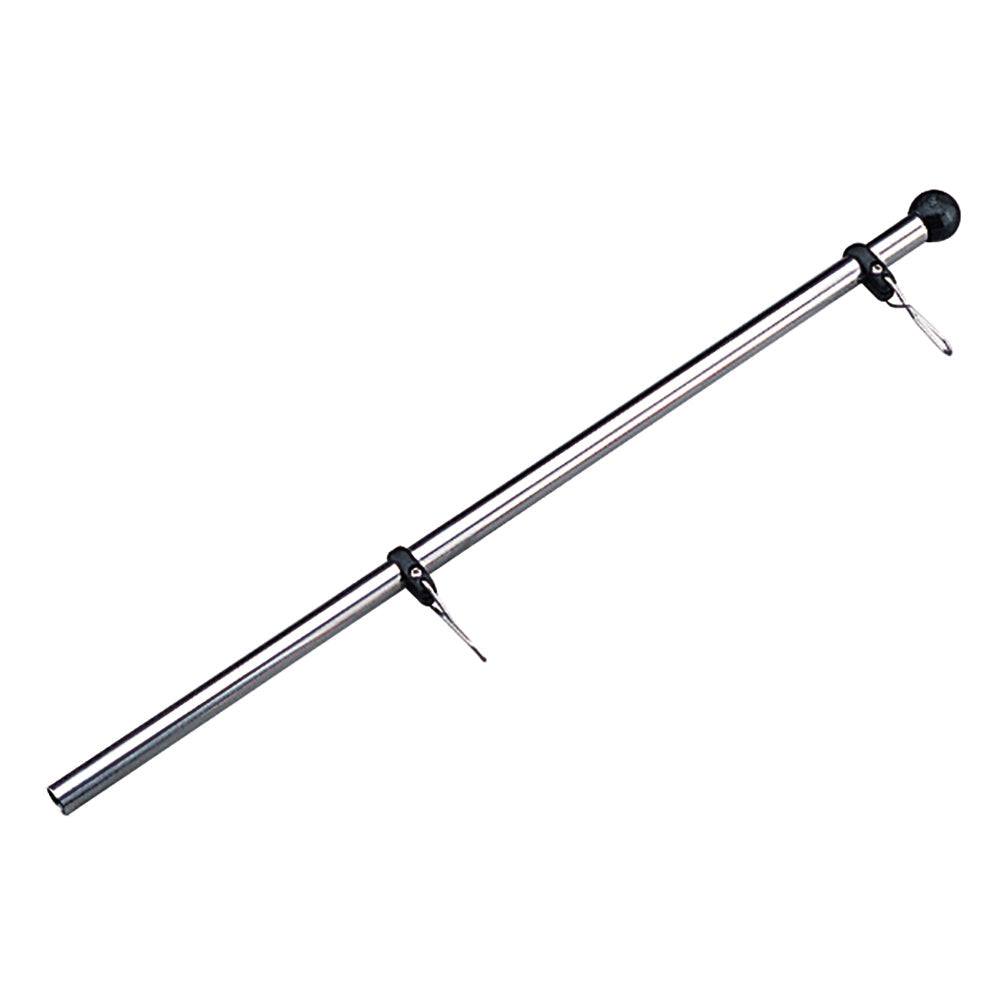 Sea-Dog stainless steel 30-inch adjustable replacement flag pole with nylon clips and quick release for 7/8" or 1" tubing.