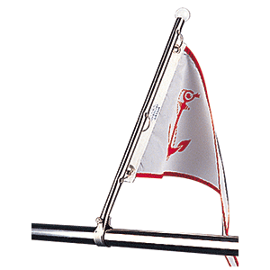Sea-Dog Stainless Steel Pulpit Flagpole mounted with flag and split rings