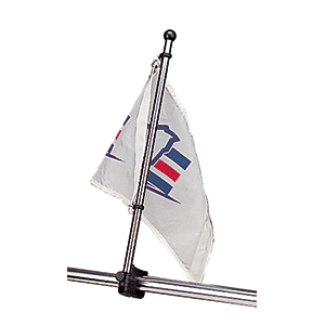 Sea-Dog stainless steel 17-inch rail mount flagpole with nylon bracket and split rings