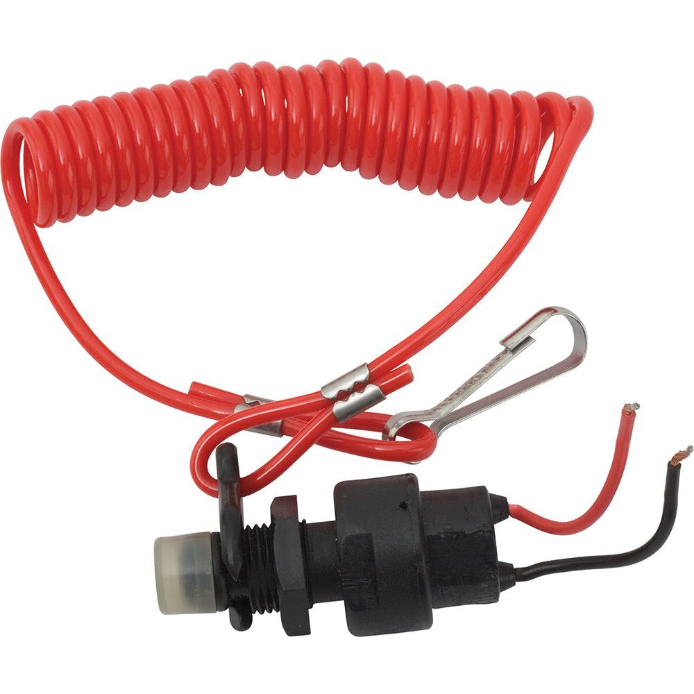 Sea-Dog Ignition Safety Kill Switch with red coiled lanyard and clip for marine emergency engine cutoff