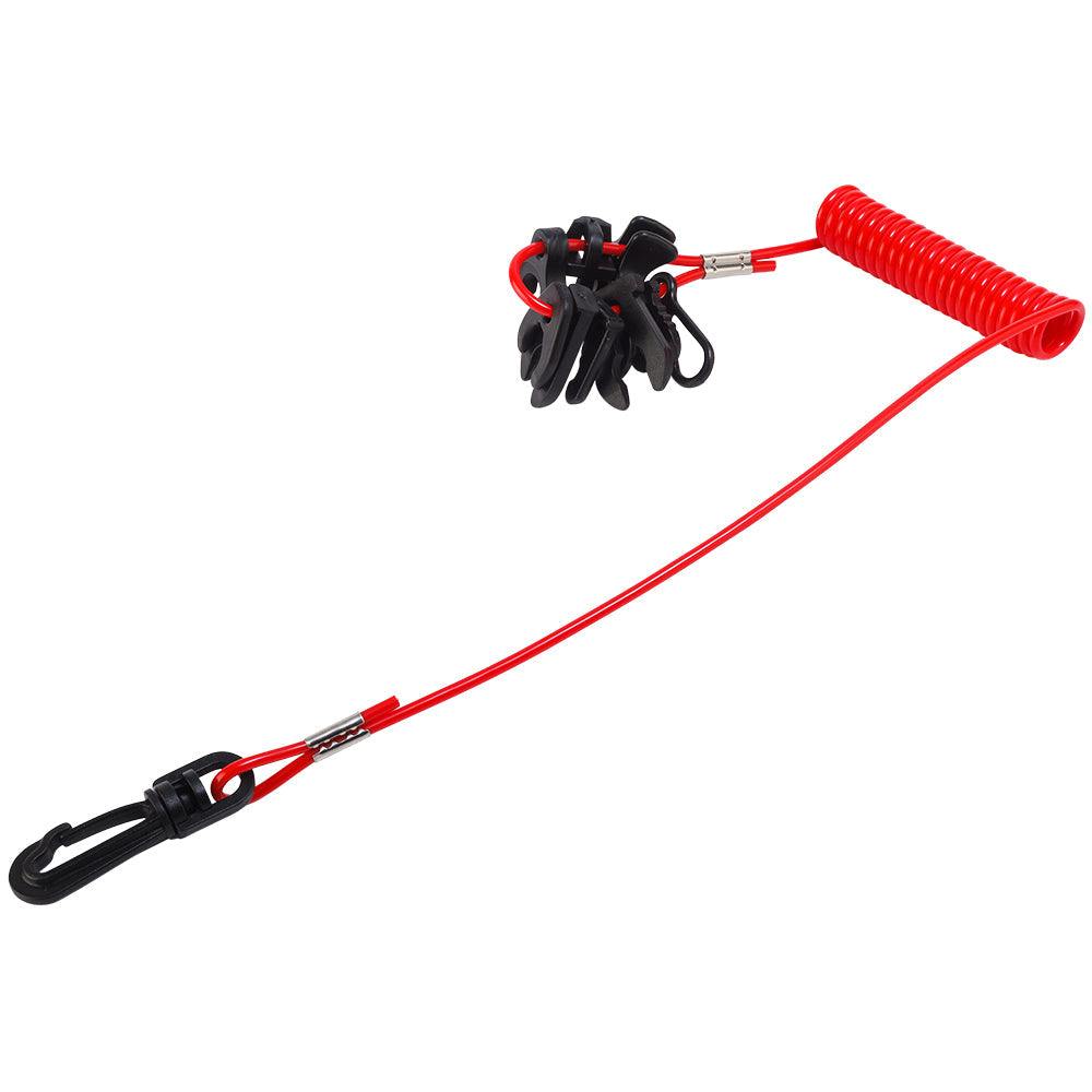Sea-Dog 10 Key Kill Switch universal lanyard with black keys and red coiled cord for marine safety