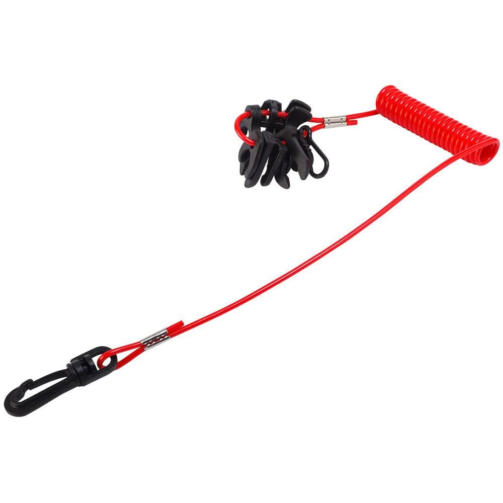 Sea-Dog 10 Key Kill Switch universal lanyard with black keys and red coiled cord for marine safety