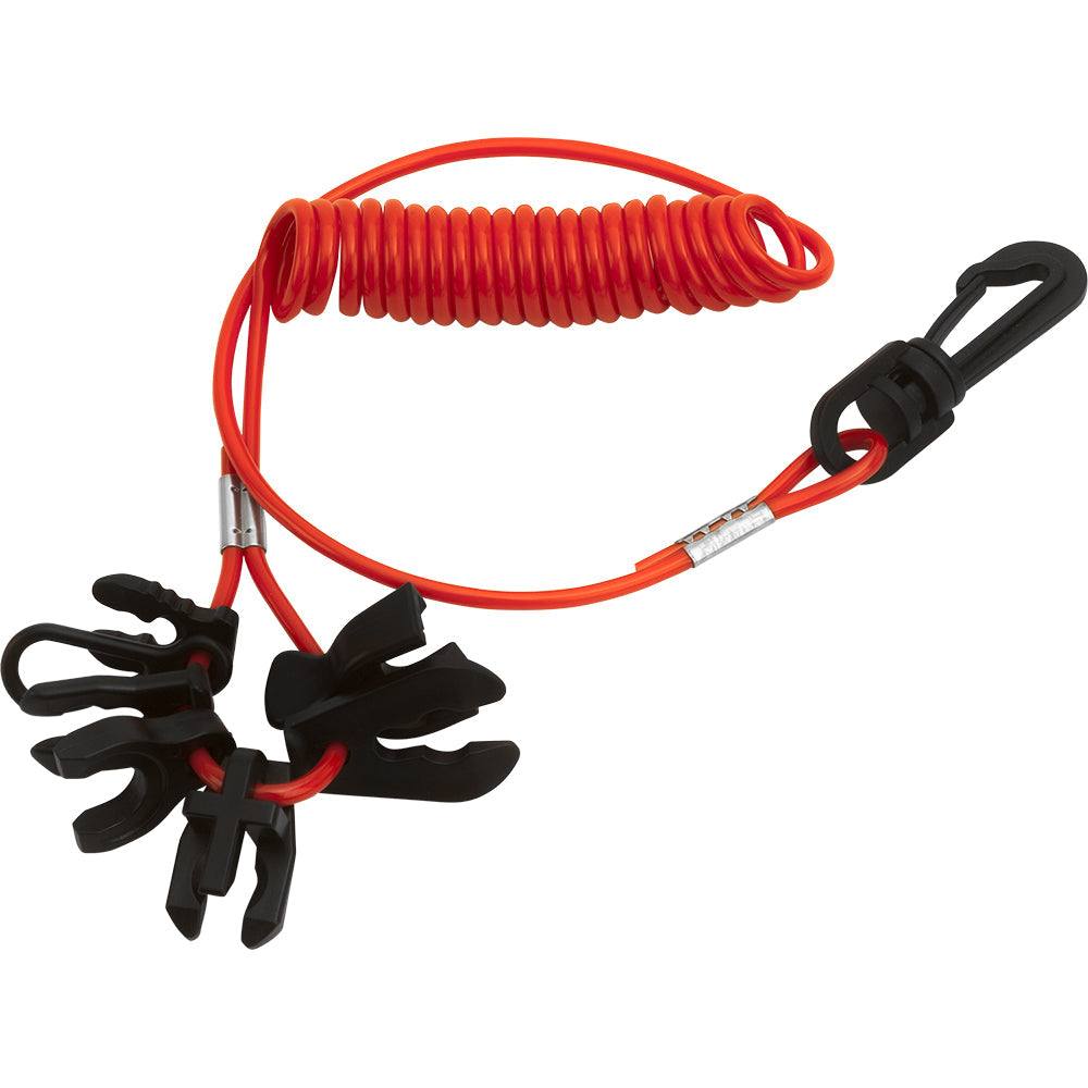Sea-Dog 7 Key Kill Switch universal red lanyard with black keys and clip for marine emergency cut-off