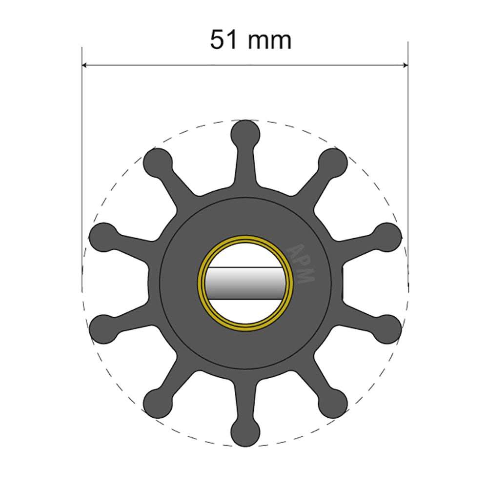 Albin Pump Premium Impeller Kit 51mm diameter 10-blade neoprene marine pump part